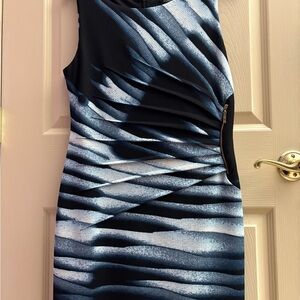 Ivanka Trump Black and Silver Ruched Wrap Mini Dress